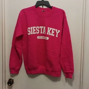 Gildan Vibrant Pink Heavy Blend Pullover Siesta Key Florida Imprint